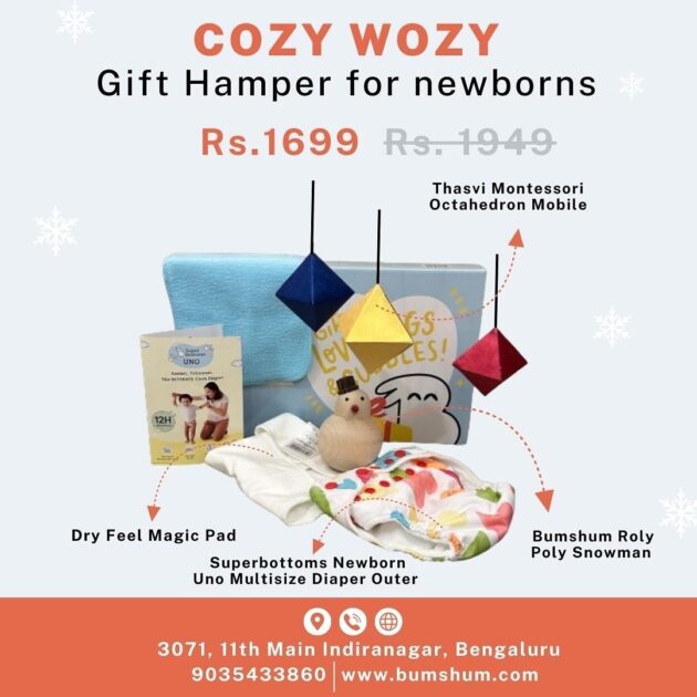 Cozy Wozy - Christmas Special Gift Hamper for Newborns. Visit us at 11th Main, Indiranagar, Bengaluru